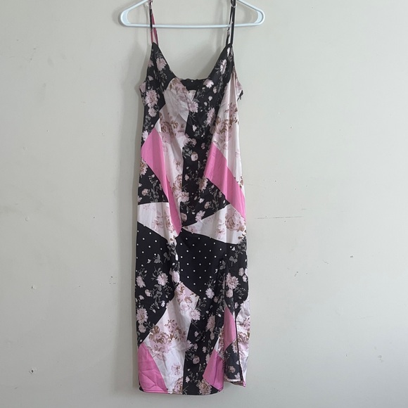 Forever 21 Floral Patchwork Midi Dress - Black, Pink, Cream - Picture 2 of 8